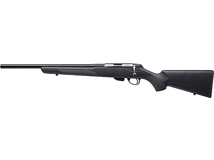 Tikka T1x Bolt Action Rifle 17 Hornady Magnum Rimfire (HMR) 20″ Left Hand Blue Threaded Barrel Black Frame Black Field Stock