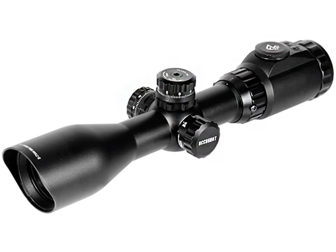 Leapers UTG Scout Scope 30mm  2-7x 44mm Side Focus Zero Lock 36 Color Illuminated Mil-Dot Reticle with Max Strength Rings Matte Black