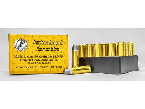 Bm32 Rounds Jamison Ammo 32 H&R Mag 100 Grain Lead Round Nose Flat Point Box of 20