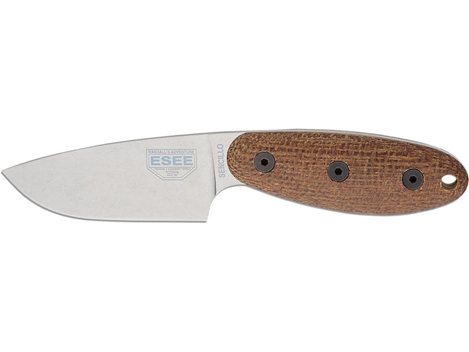 ESEE Knives Sencillo 3D Fixed Blade Knife 3 Drop Point A2 Stonewashed