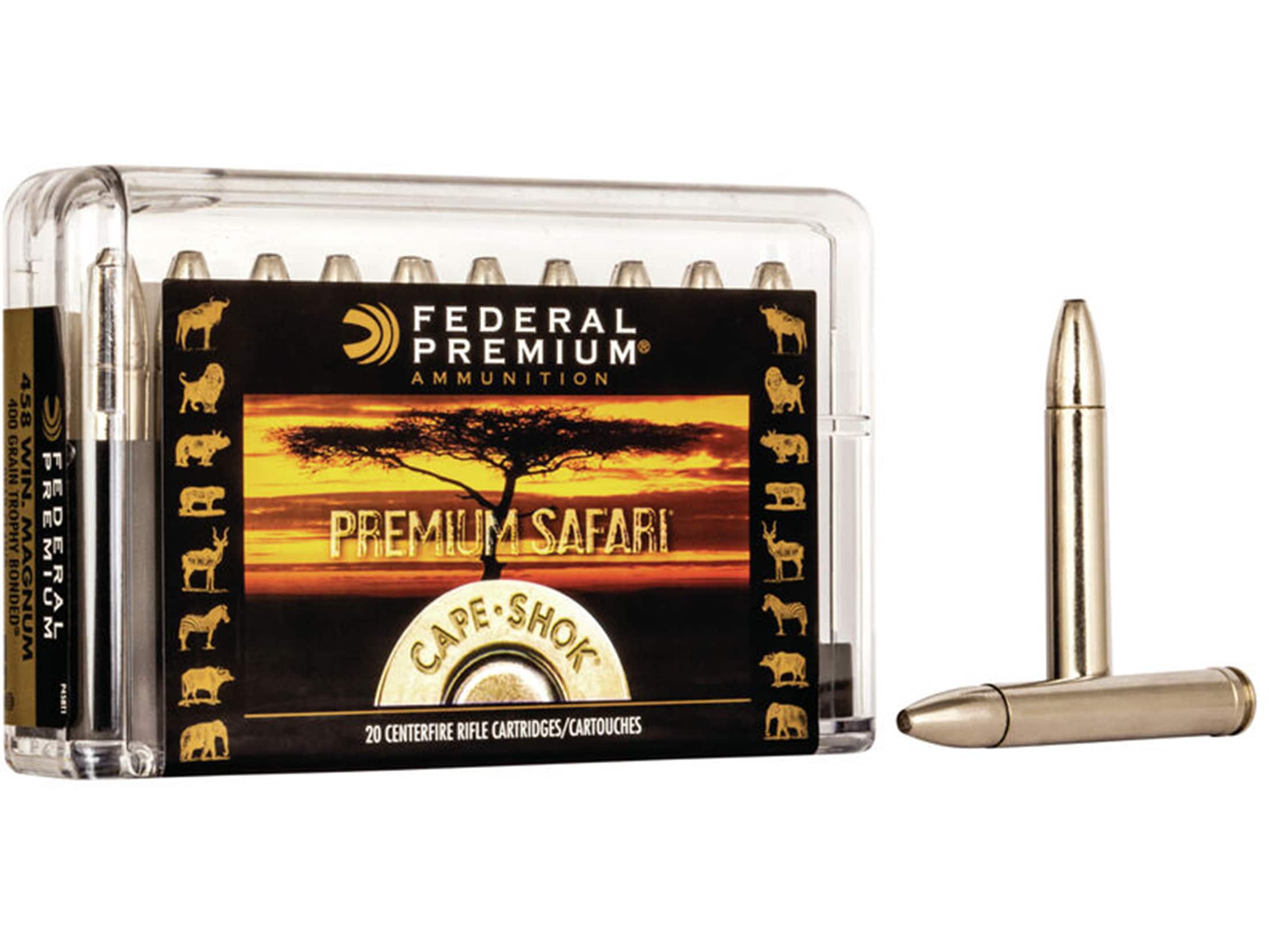 Federal Premium Safari Ammo 458 Winchester Mag 400 Grain Trophy Bonded.