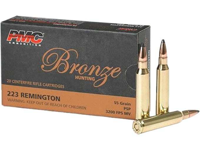 PMC Bronze 223 Remington Ammo 55 Grain Jacketed Soft Point Box of 20