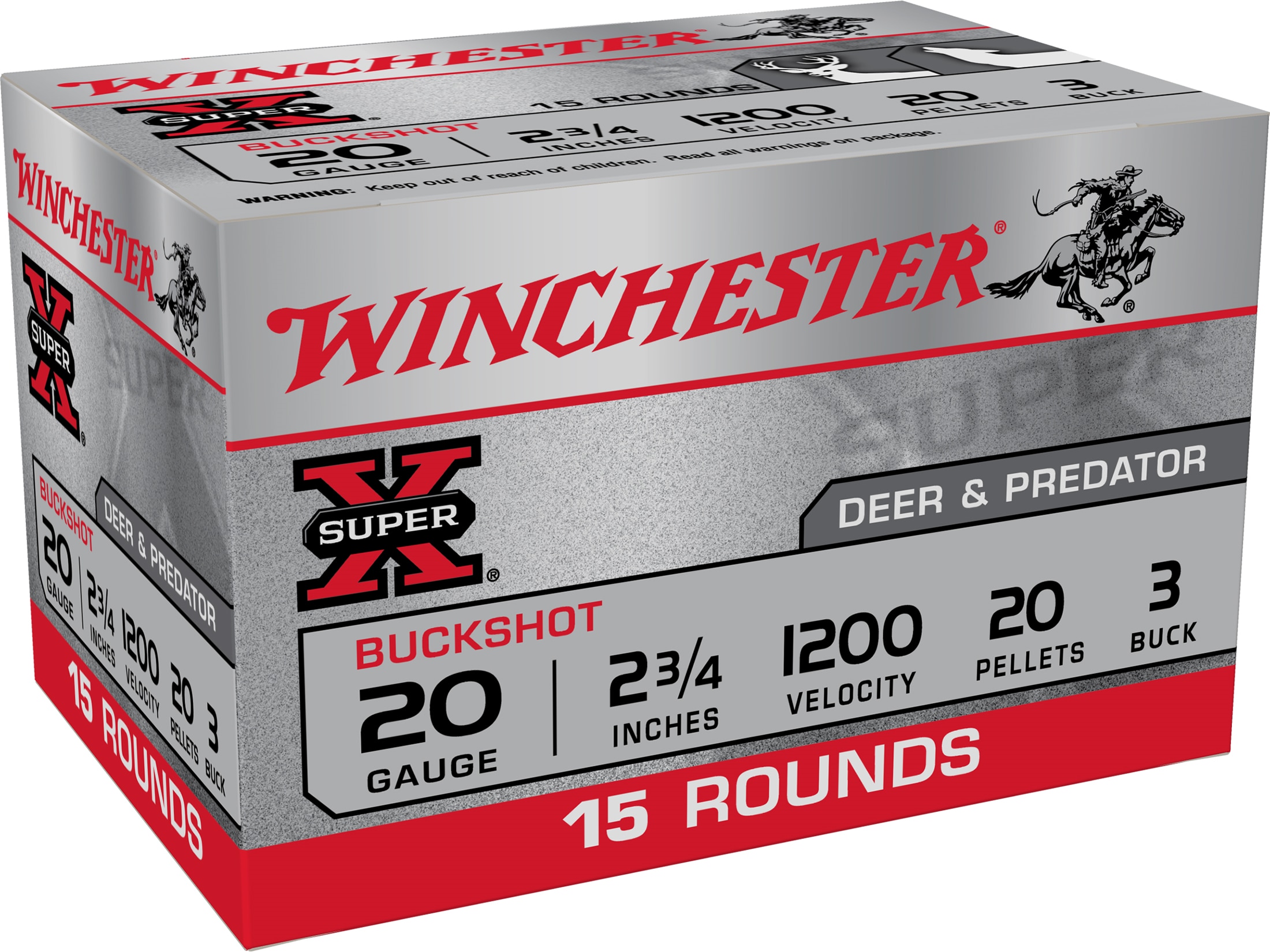 Winchester Super X Ammo 20 Ga 2 3 4 Buffered 3 Buckshot 20 Pellets