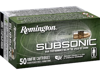 Remington Subsonic 22LR Ammo 40 Grain Plated Hollow Point Box of 500 (10 Boxes of 50)