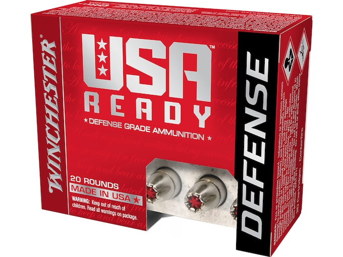 Winchester USA Ready Defense 9mm Luger +P Ammo 124 Grain Hex-Vent Jacketed Hollow Point Box of 20