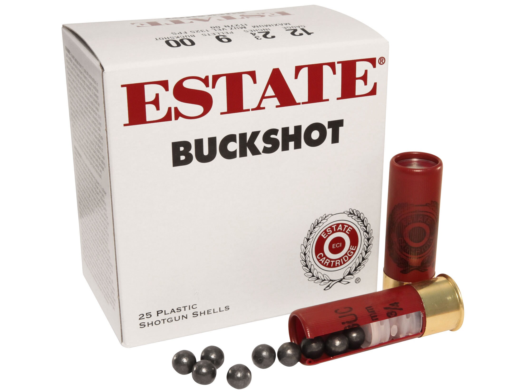Estate Cartridge 12 Ga Ammo 2 3 4 00 Buckshot 9 Pellets Box Of 25