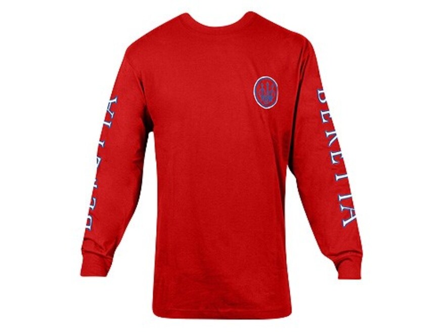 Beretta Men's Double Logo Shirt Long Sleeve Cotton Red XL (46 to 48)