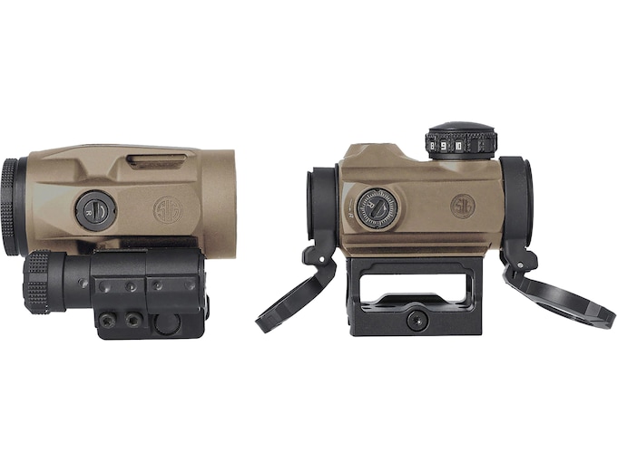 Sig Sauer ROMEO-MSR Compact Red Dot Sight 1x 20mm 1/2 MOA Adjustments 2 MOA Dot Reticle with JULIET3 Micro 3x 22mm Magnifier Picatinny Mounts FDE