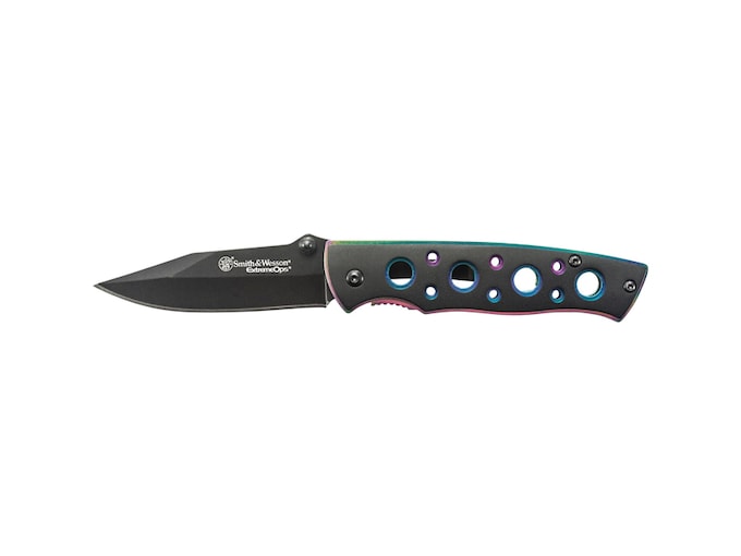 Smith & Wesson Extreme Ops Pocket Knife 2.75″ Black Clip Point 7Cr17 High Carbon Stainless Steel Blade Reflective Stainless Steel Liner Aluminum Slab Handle Black