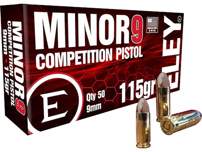 Eley Minor 9 Competition 9mm Luger Ammo 115 Grain Full Metal Jacket Box of 50