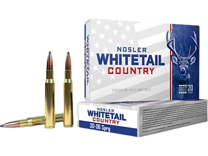 Nosler Whitetail Country 30-06 Springfield Ammo 150 Grain Solid Base Jacketed Soft Point Box of 20