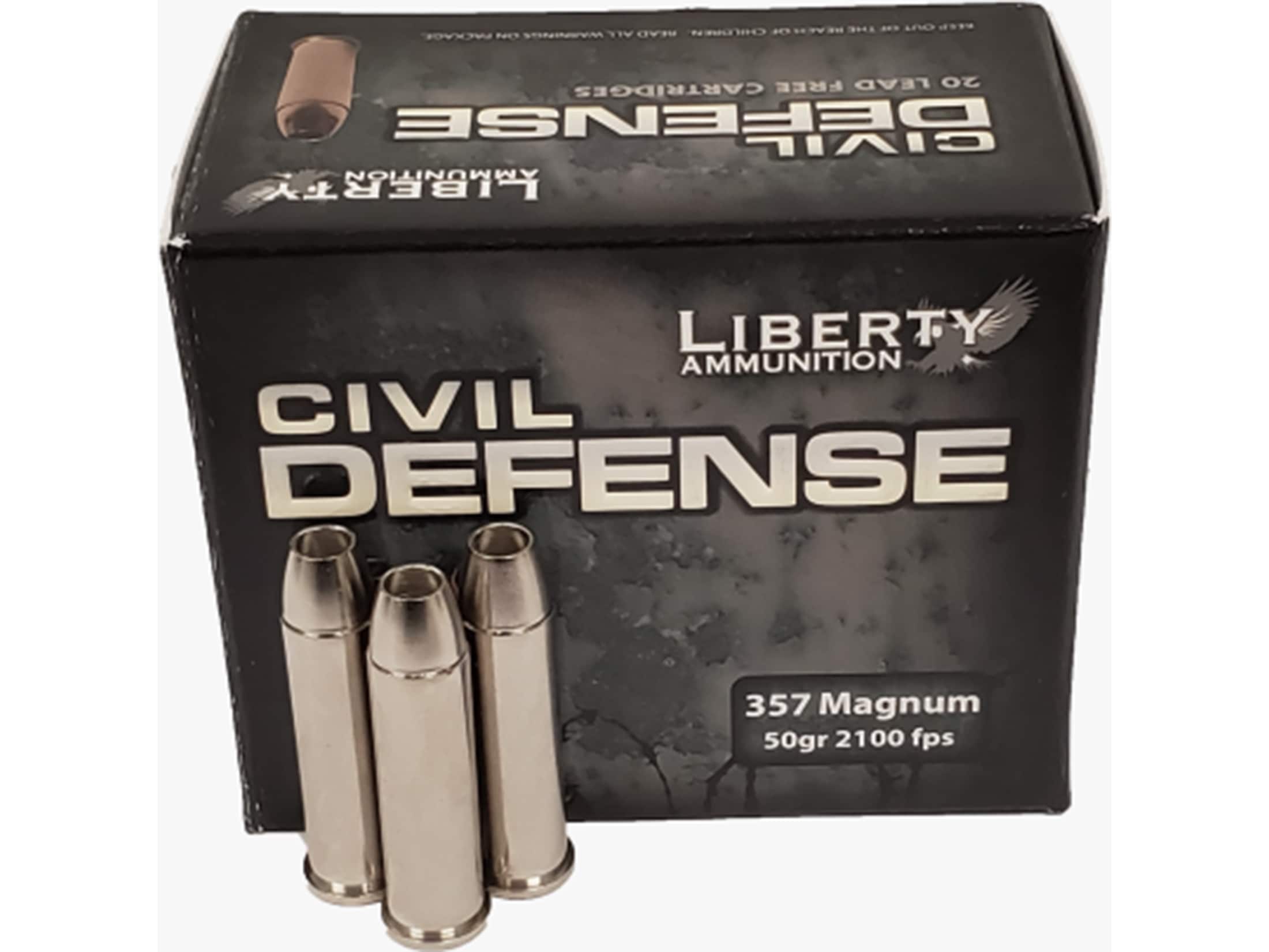 Liberty Civil Defense Ammunition 357 Magnum 50 Grain Fragmenting Hollow Point Lead-Free Box of 20