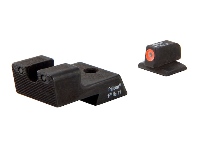 Trijicon HD Night Sight Set for 1911 Novak Cut Steel Matte 3-Dot Tritium Green with Orange Front Dot Outline