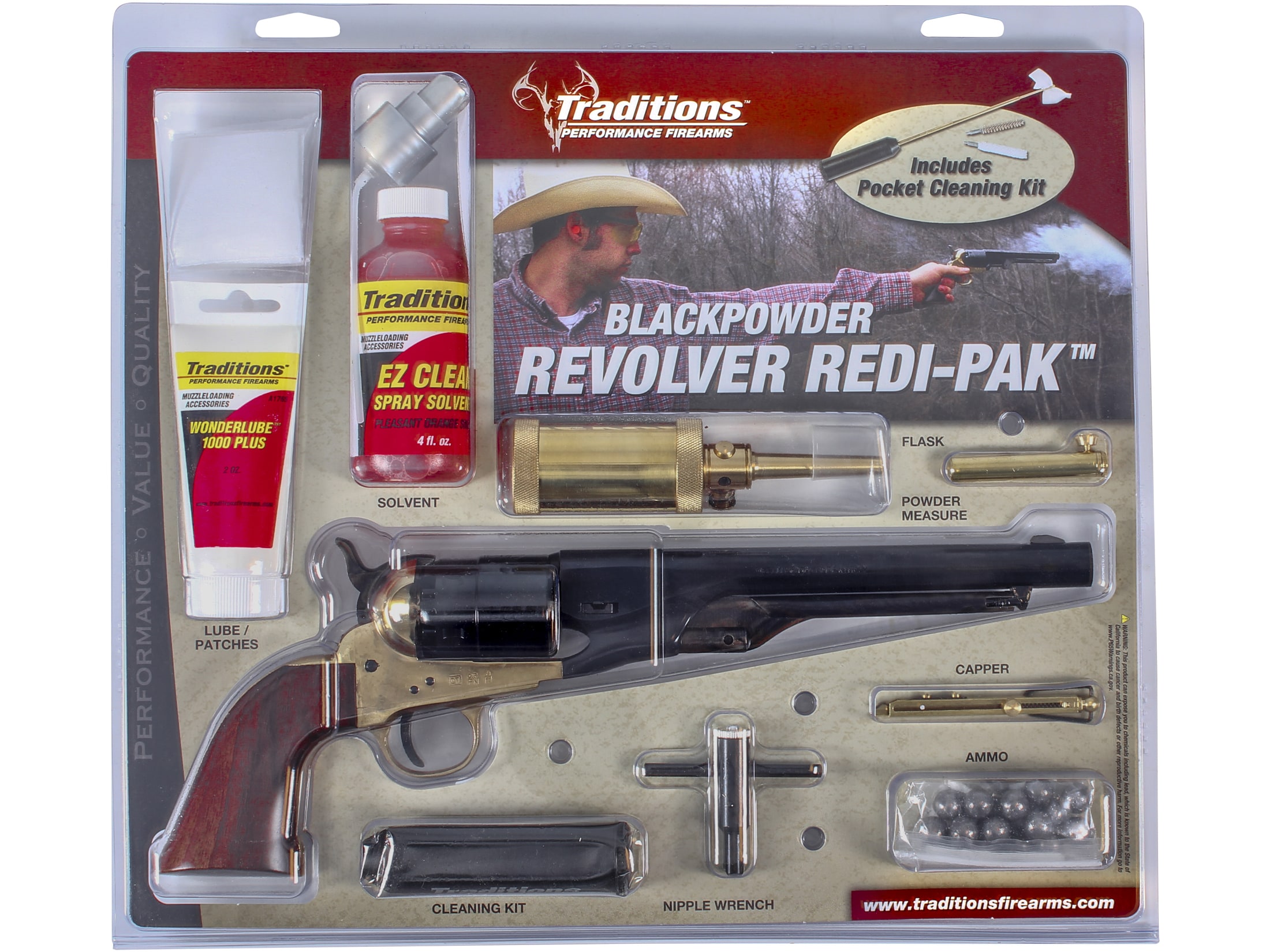 Traditions 1860 Army Redi-Pak Black Powder Revolver 44 Cal 8 Blued.