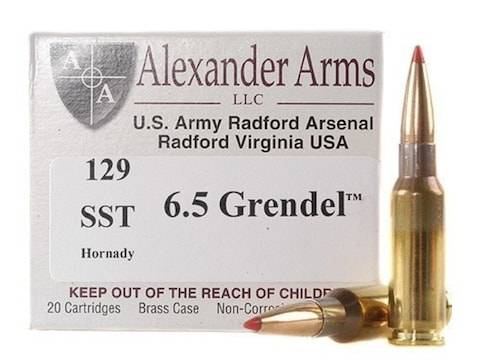 Alexander Arms Ammunition 6.5 Grendel 129 Grain Hornady SST Box of 20