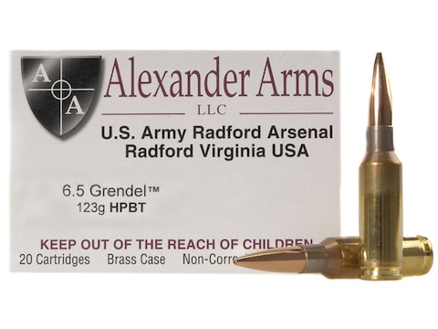 Alexander Arms Ammunition 6.5 Grendel 123 Grain Lapua Scenar Hollow Point Boat Tail Box...