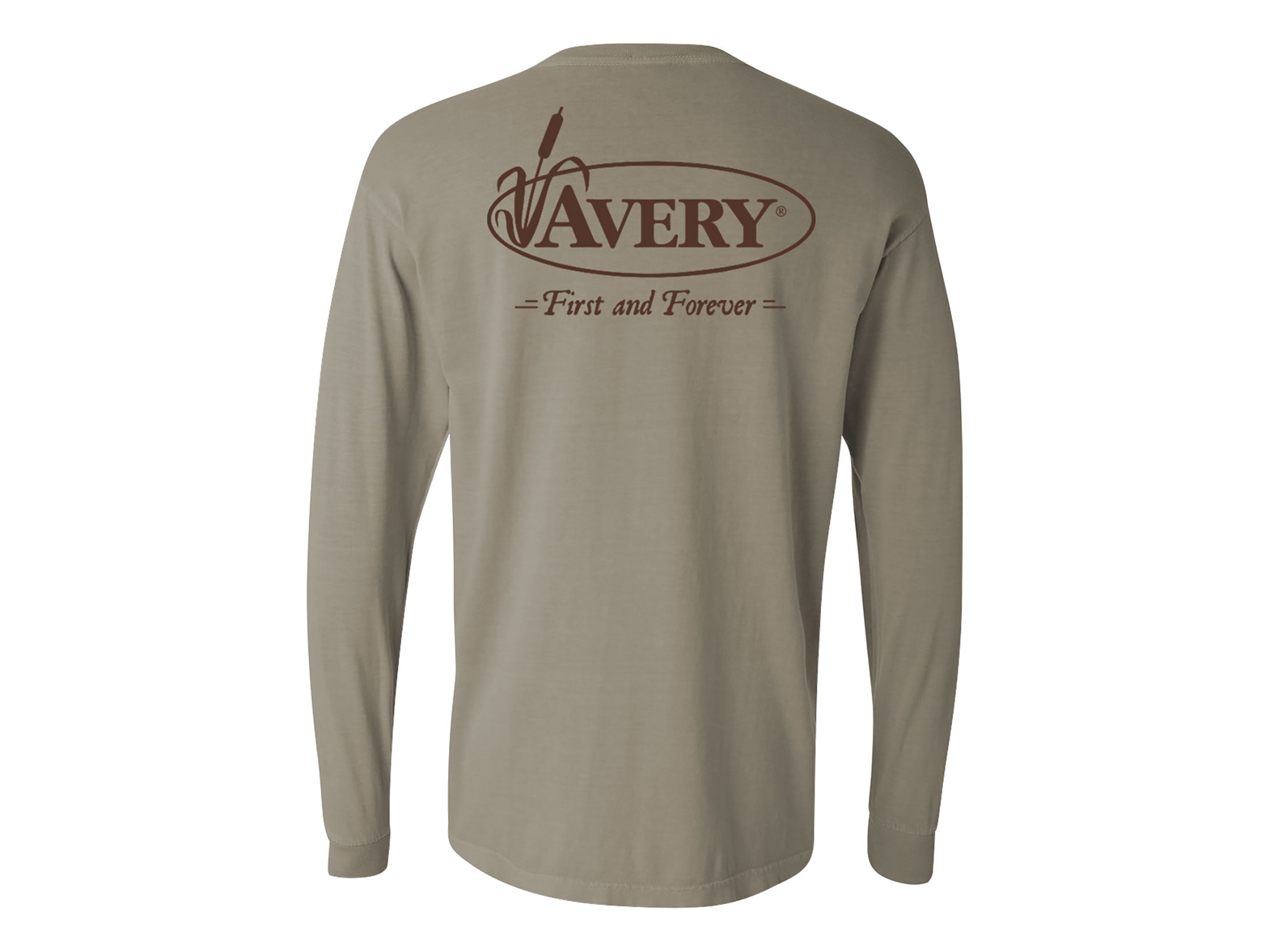 Avery Men's Signature Logo TShirt Long Sleeve Cotton Khaki 2XL