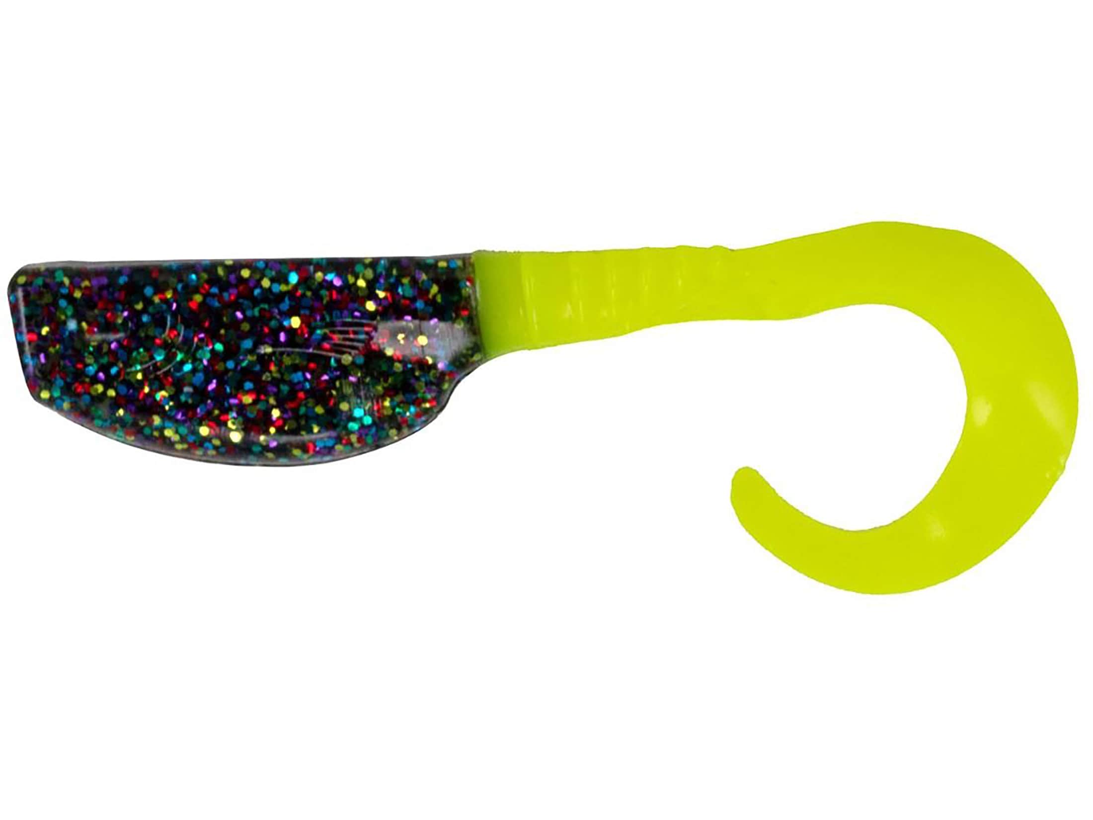 Crappie Slab Curly Grub White/Chartreuse