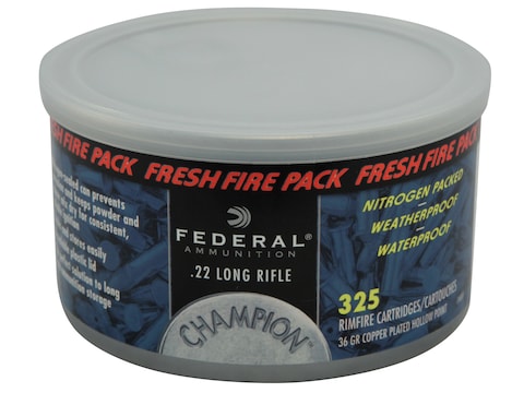 Federal Champion Fresh Fire Ammunition 22 Long Rifle 36 Grain Plated Lead Hollow Point ...