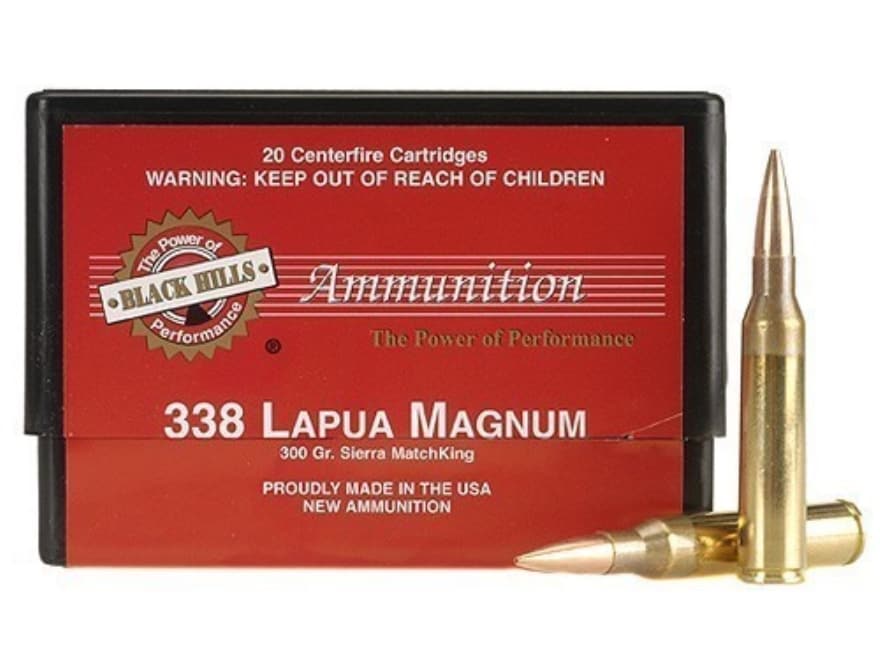 Black Hills Ammunition 338 Lapua Magnum 300 Grain Sierra MatchKing Hollow Point Boat Tail Box of 20