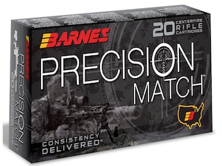 Barnes Precision Match Ammunition 300 AAC Blackout Subsonic 220 Grain Sierra MatchKing Open Tip Match Box of 20
