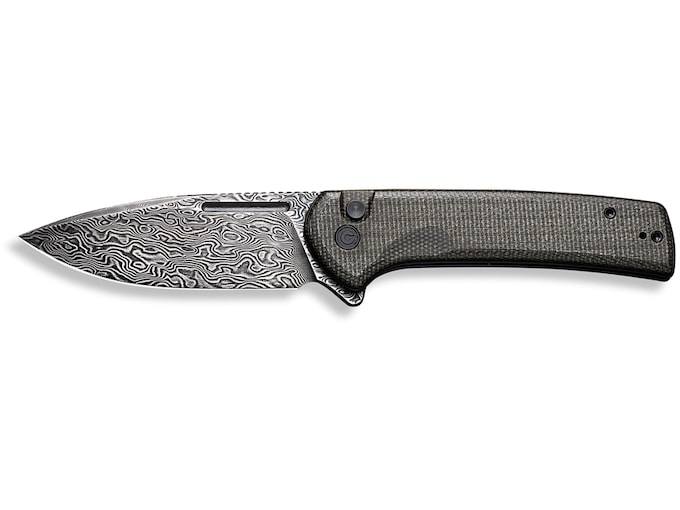 CIVIVI Conspirator Pocket Knife 3.47″ Drop Point Damascus Black Blade Micarta Handle Dark Green,
