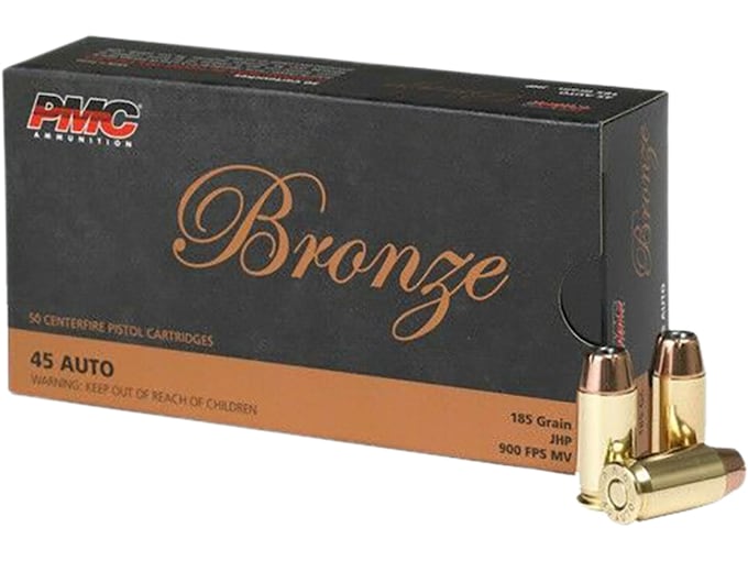 PMC Bronze 45 ACP Ammo 185 Grain Jacketed Hollow Point Box of 50