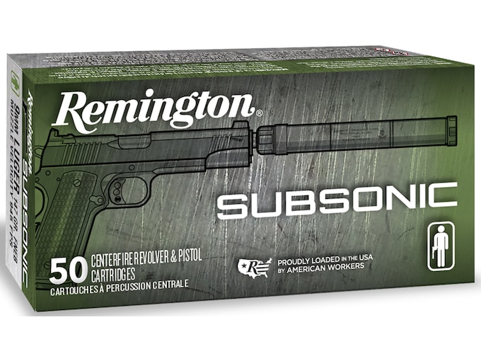 Remington Subsonic 9mm Luger Ammo 147 Grain Flat Nose Case of 500 (10 Boxes of 50)