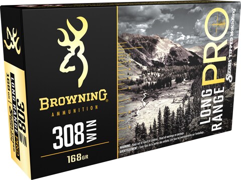 Browning Long Range Pro Match Ammunition 308 Winchester 168 Grain Sierra MatchKing Holl...
