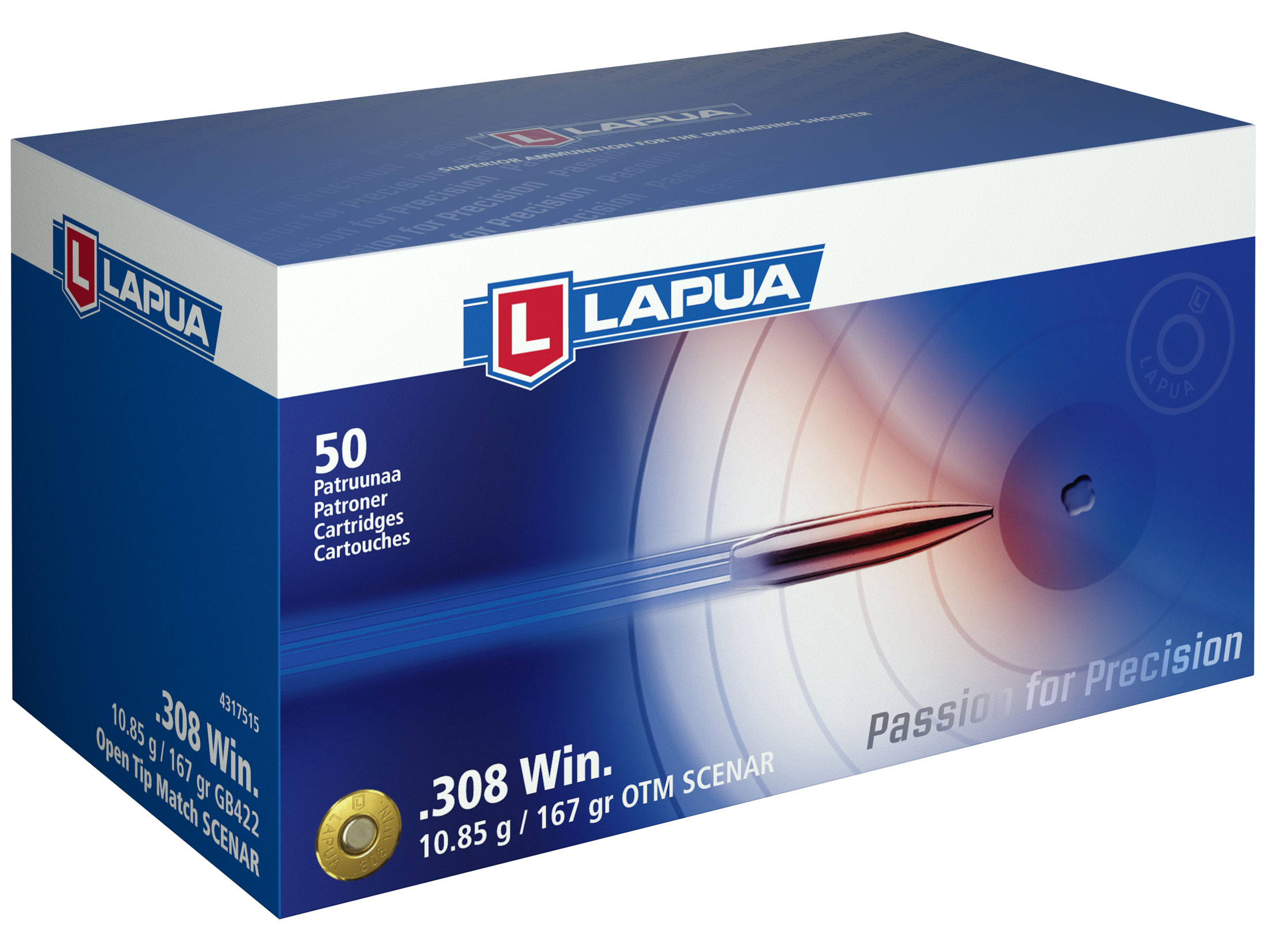 Lapua 308 Winchester Ammo 167 Grain Lapua Scenar Jacketed Hollow Point