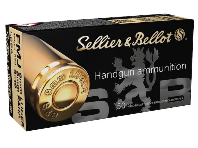 Sellier & Bellot 9mm Luger Ammo 115 Grain Full Metal Jacket Case of 1000 (20 Boxes of 50)