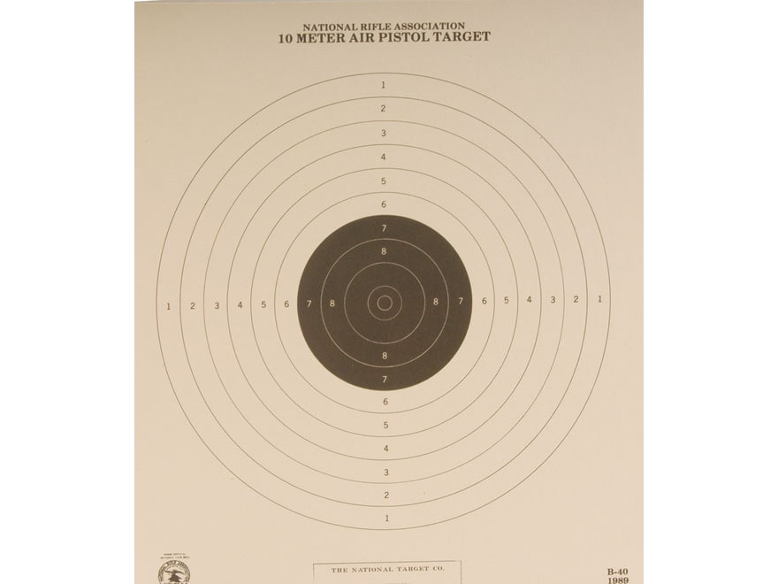 NRA Official Air Pistol Targets B-40 10 Meter Paper 100PK