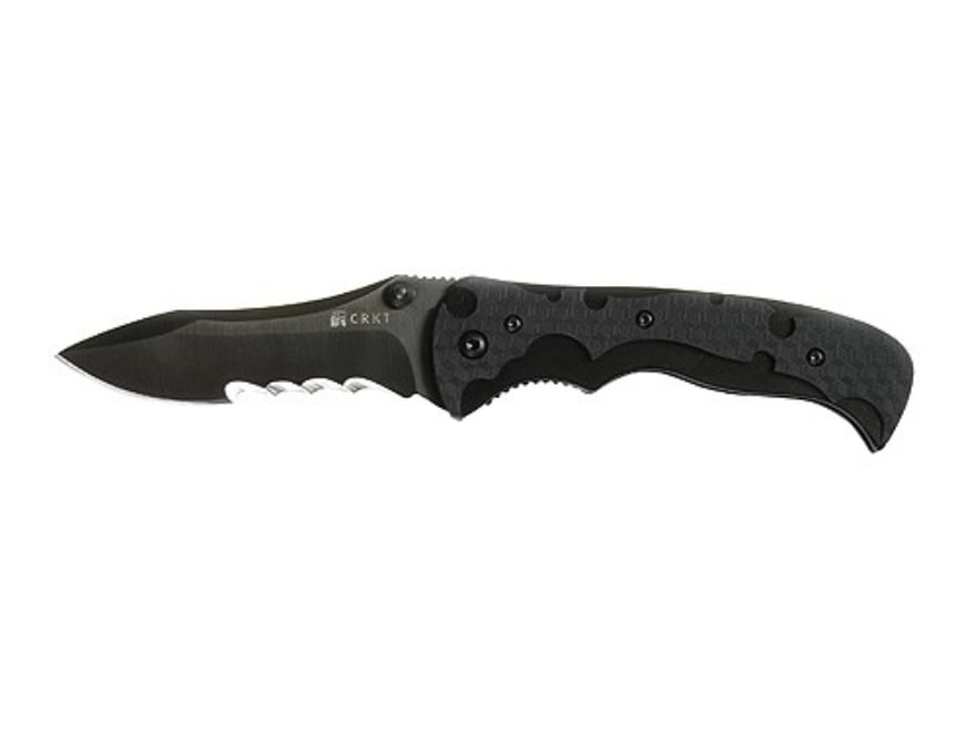 CRKT My Tighe Folding Knife 3.5 5Cr15MoV Serrated Black SS Blade Zytel