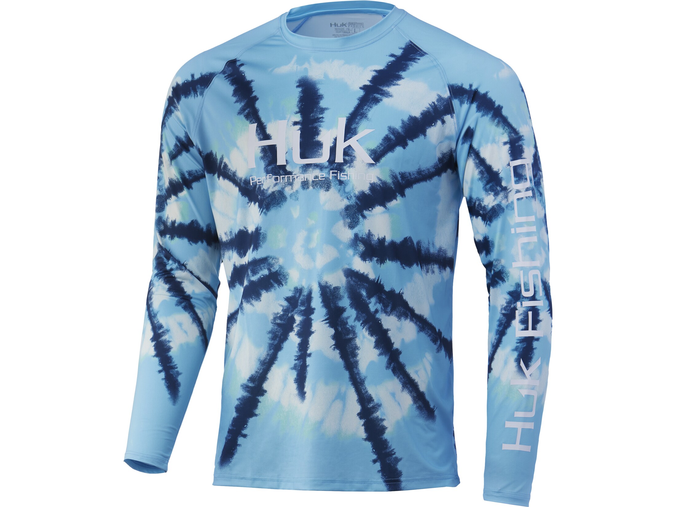 Huk Mens Spiral Dye Pursuit Long Sleeve Shirt Baltic Sea Xl 