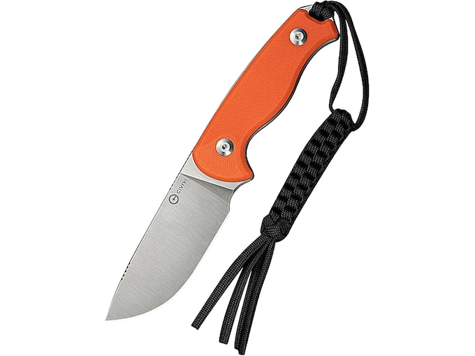 CIVIVI Timberbark Fixed Blade Knife 3.2″ Drop Point Sandvik 14C28N Satin Blade G-10 Handle Orange