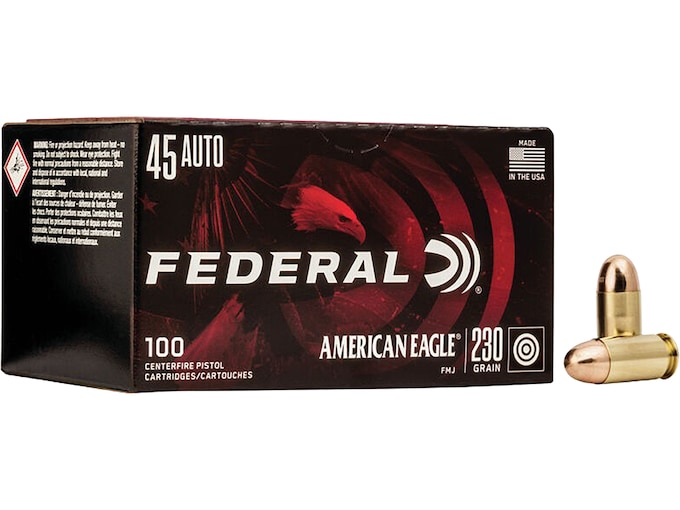 Federal American Eagle 45 ACP Ammo 230 Grain Full Metal Jacket Case of 500 (5 Boxes of 100)