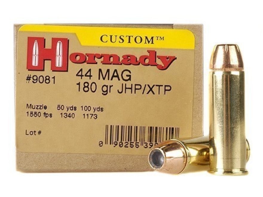 Hornady Custom Ammo 44 Remington Mag 180 Grain XTP Jacketed Hollow