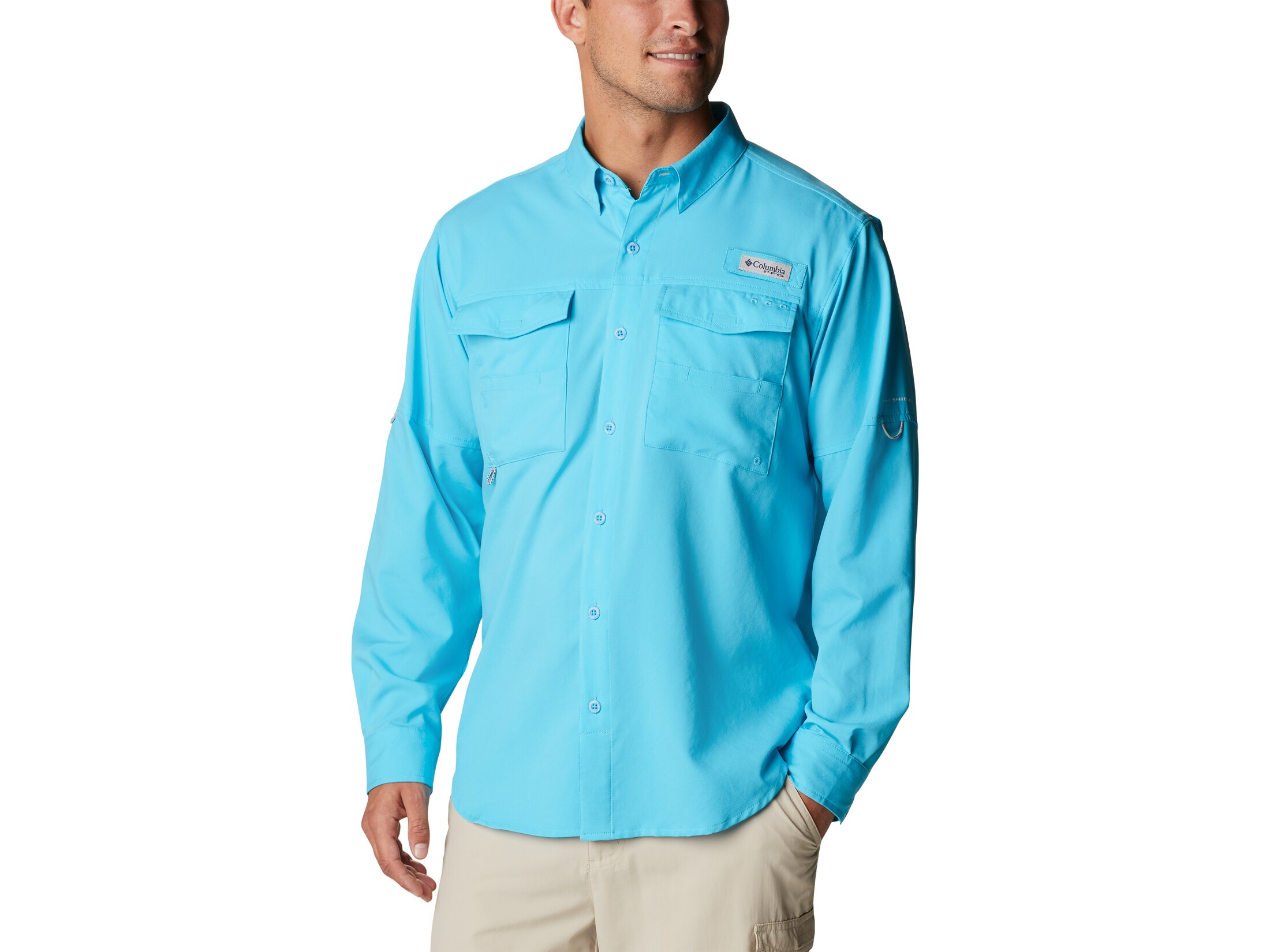 Columbia Men's PFG Blood Guts IV Woven Long Sleeve Shirt Vivid Blue