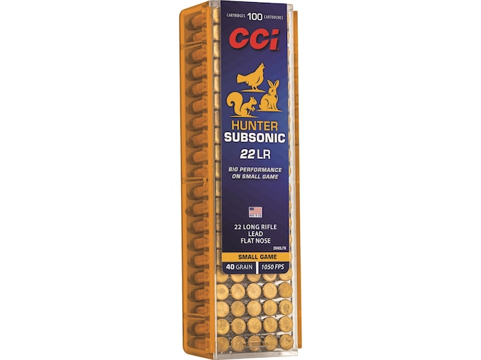 CCI Hunter Subsonic 22LR Ammo 40 Grain Flat Nose Box of 100
