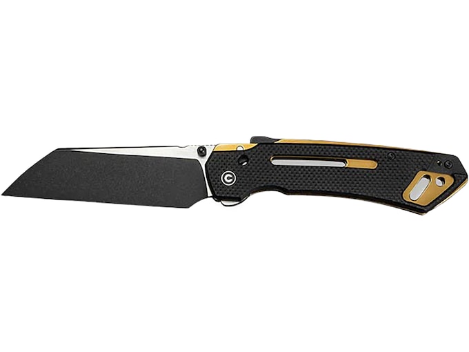 CIVIVI Buster FG Pocket Knife 4.2″ Sheepsfoot Nitro-V Black Stonewash Blade G-10 Handle Black