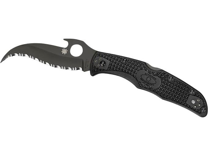 Spyderco Matriarch 2 Pocket Knife 3.57″ Partially Serrated Talon Point VG-10 Black Titanium Carbonitride Blade Fiberglass Reinforced Nylon (FRN) Handle Black