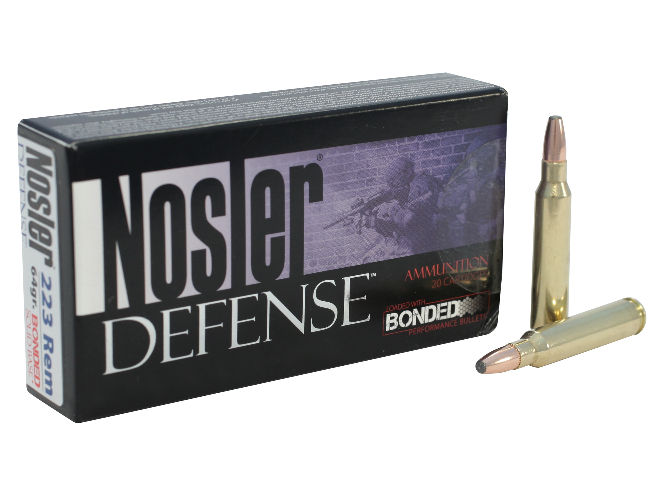 Nosler Defense 223 Remington Ammo 64 Grain Nosler Bonded Performance