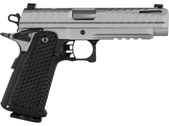 Live Free Armory Apollo 11 FS 9mm Luger Pistol Ported 4.9″ Barrel 17+1 Round Stainless Slide Black Grip Stainless Frame