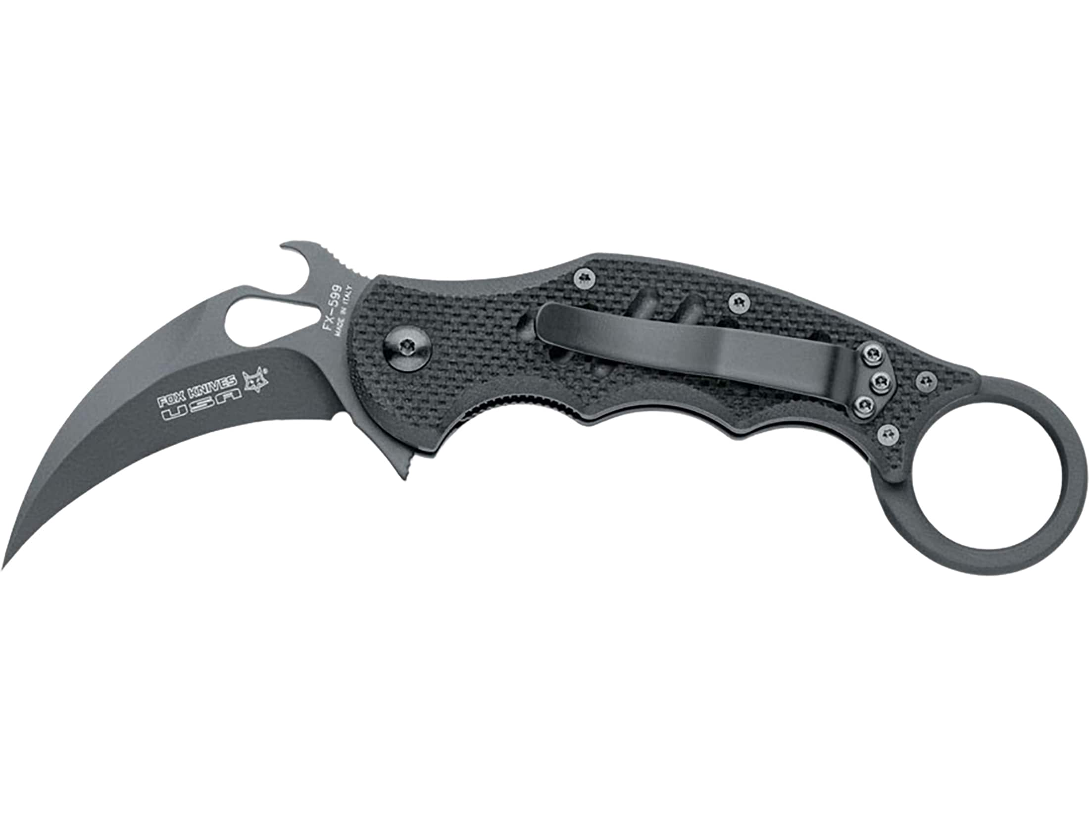 Fox Knives Karambit 599 XT Pocket Knife 2.56 Karambit N690 Black Blade