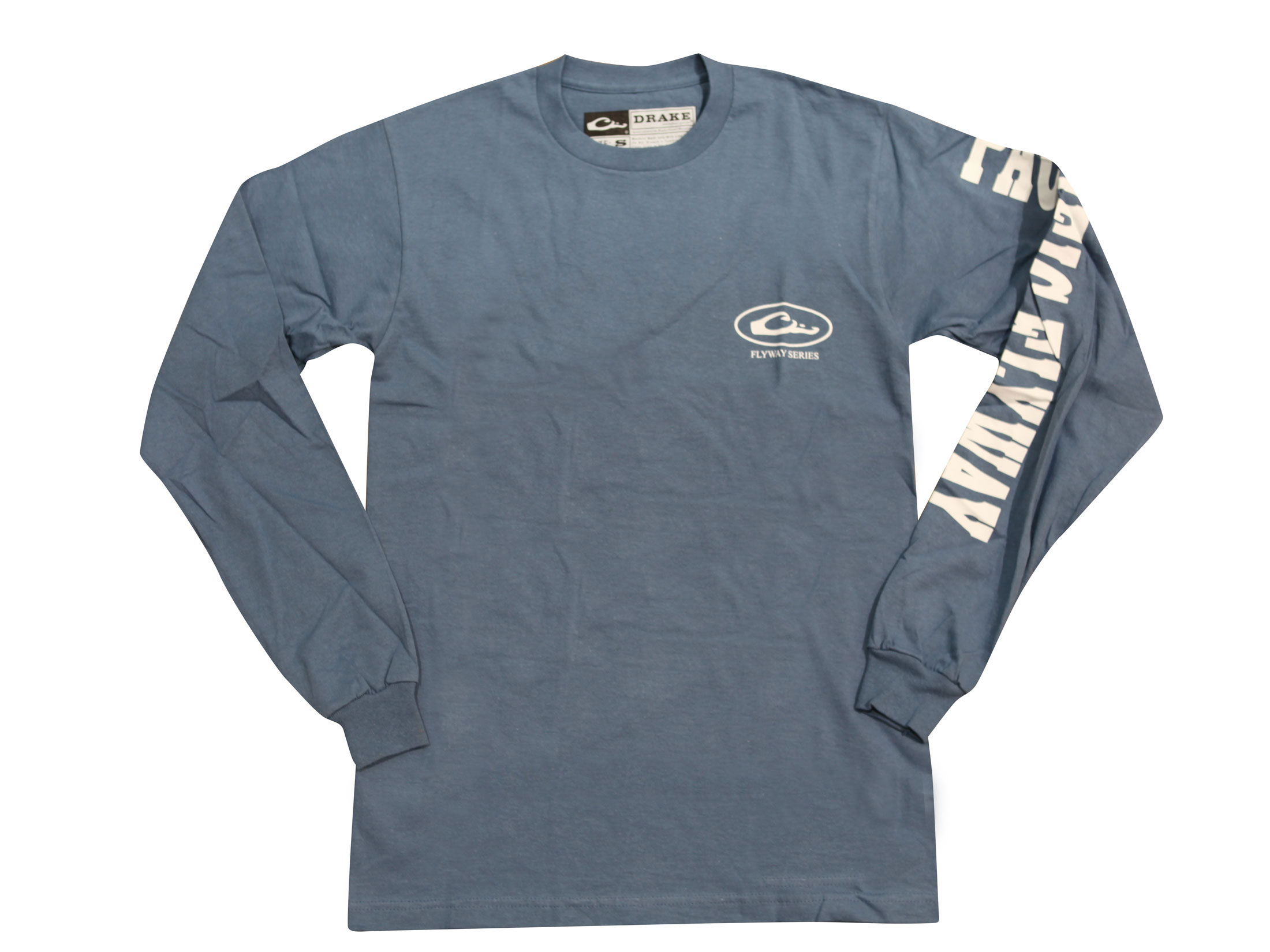 Drake Men's Pacific Flyway Series T-Shirt Long Sleeve Cotton Blue