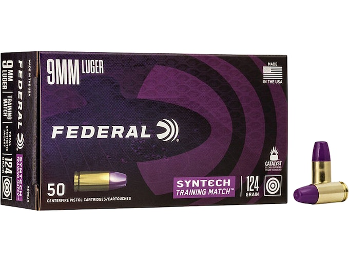 Federal Syntech Training Match 9mm Luger Ammo 124 Grain Federal TSJ Total Synthetic Jacket (TSJ) Case of 500 (10 Boxes of 50)