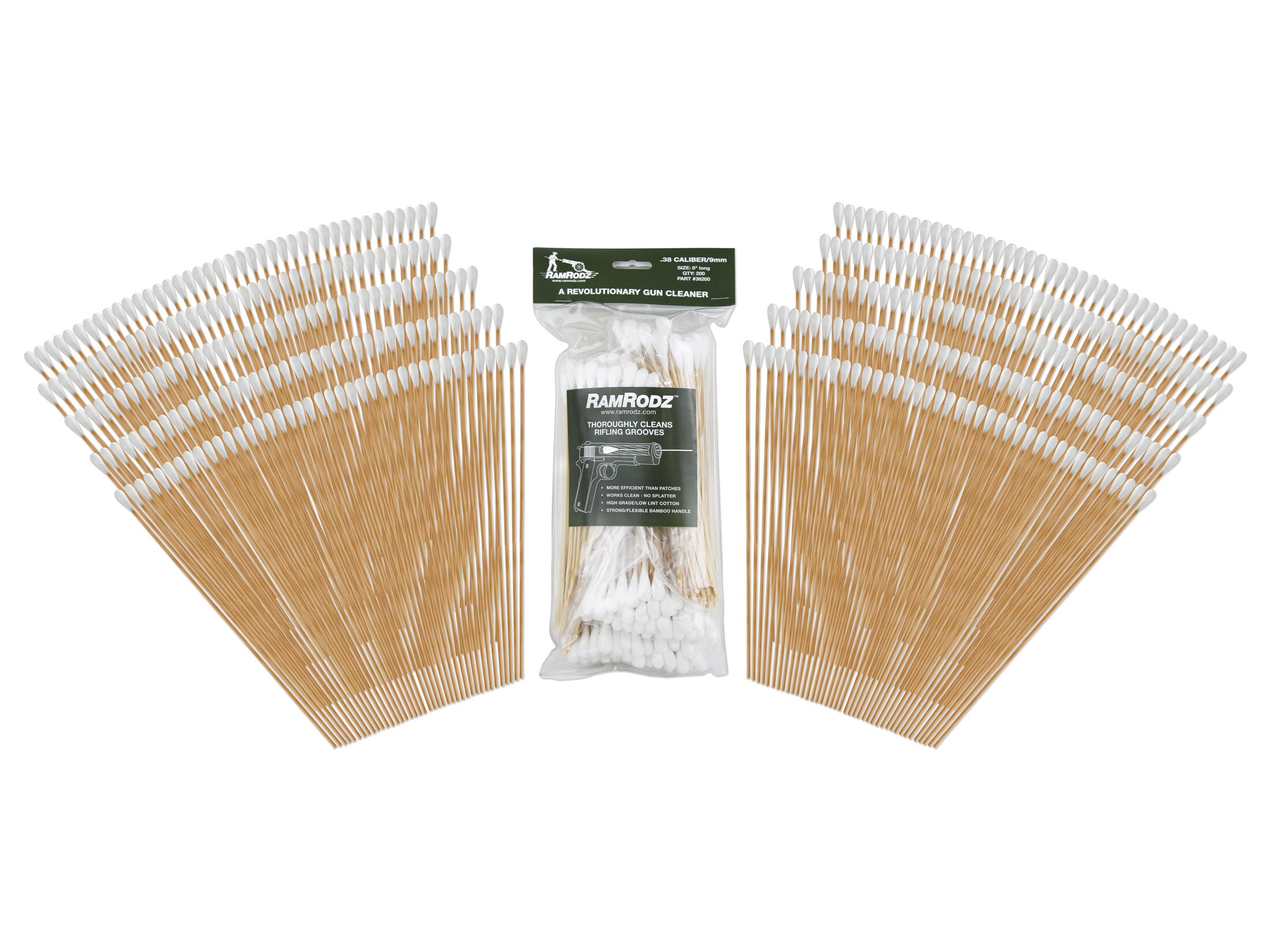RamRodz Cotton Gun Cleaning Swabs 40 Cal 100PK