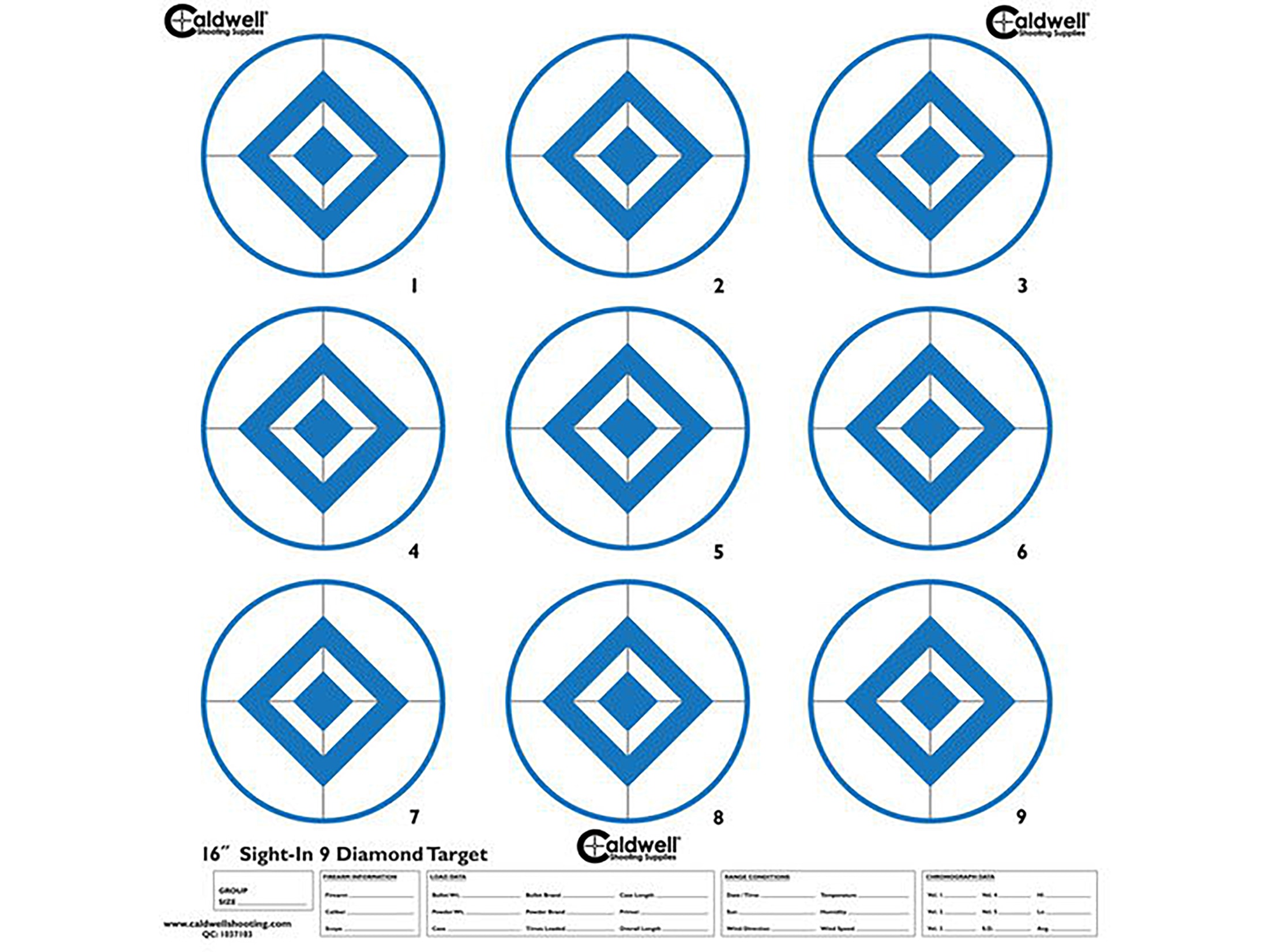 Caldwell 16 9-Diamond Paper Target Blue 10PK