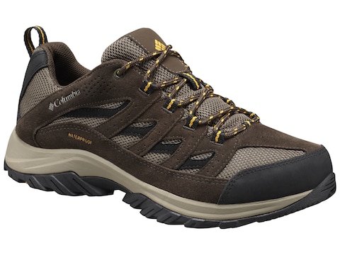 Columbia Crestwood Hiking Shoes Leather/Nylon Camo Brown/Heatwave