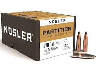 Nosler Partition 6.8mm, 270 Caliber (277 Diameter) Bullets 140 Grain Spitzer Box of 50